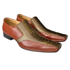 Alberto Fellini Prague Dress Shoes Size 10.5 Loafers Crocodile Alligator Print